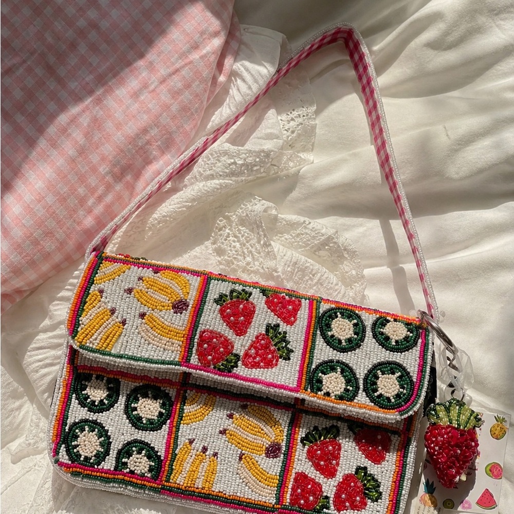 Beaded Fruit Shoulder Bag NWT – Cute Summer Underarm Bag, Strawberry Charm